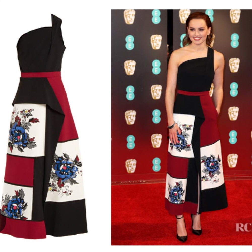 Roland Mouret Black and Red Floral Dress